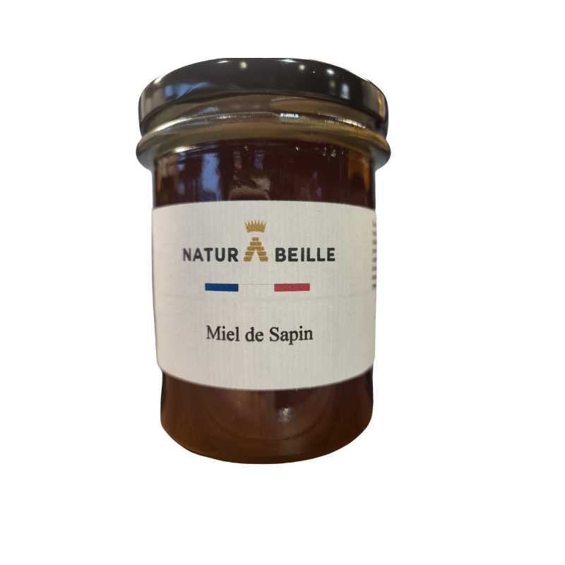 Pot de 250 g de miel de sapin bio et pur disponible chez naturabeille france