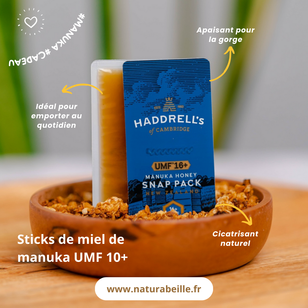 Sticks de miel de manuka disponible chez naturabeille France